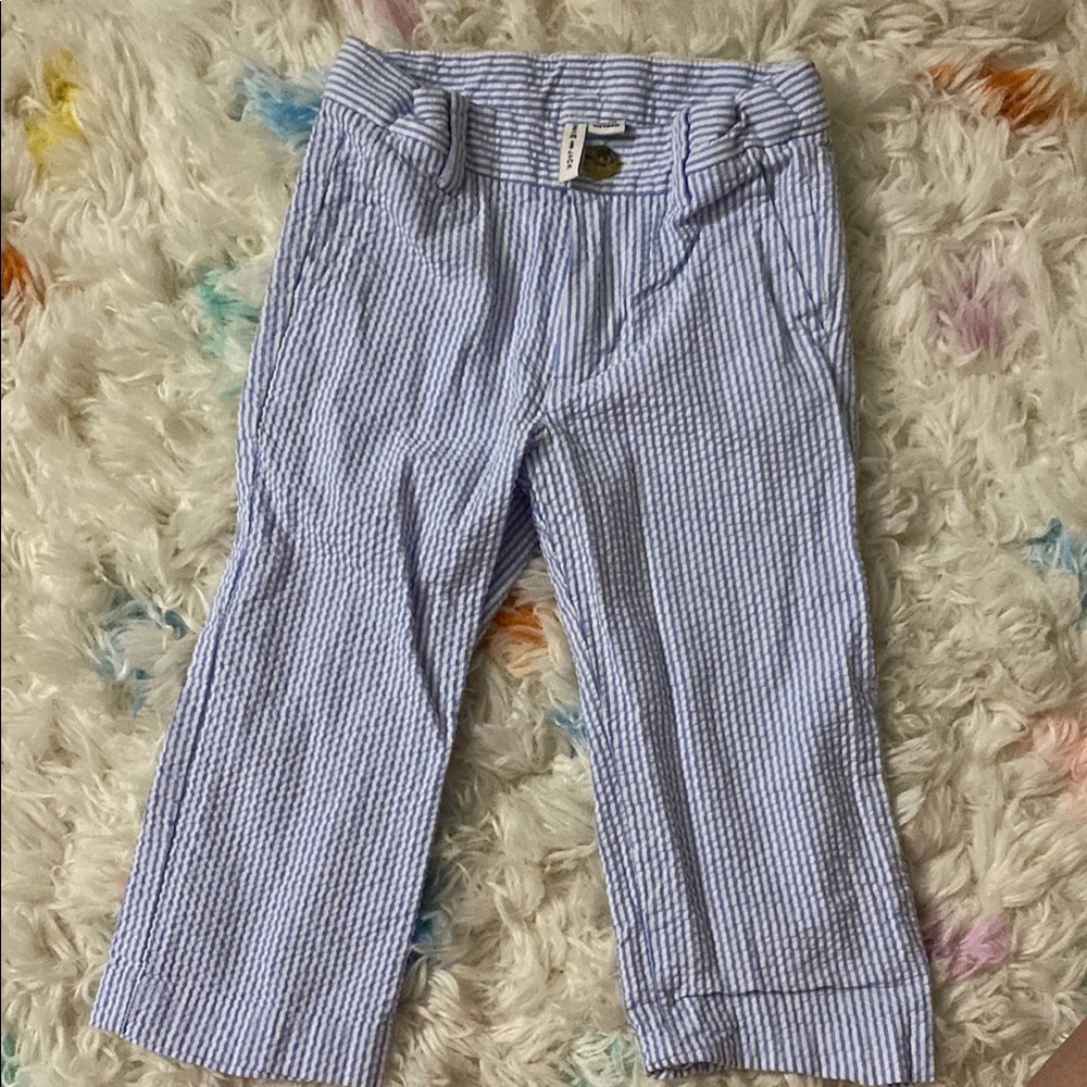 Janie and Jack Striped Blue Kids Pants 18-24 months